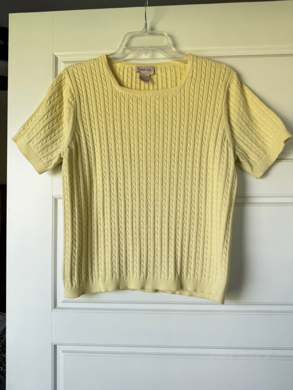 Butter Yellow Short Sleeve Square Neck Spring Sweater